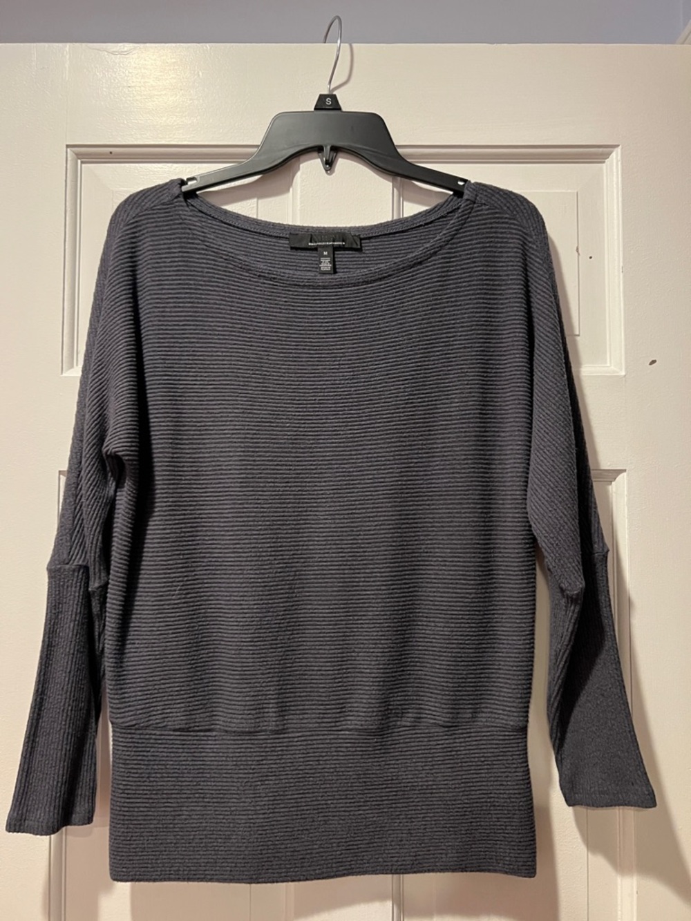 White House Black Market Charcoal Ribbed Boatneck Sweater